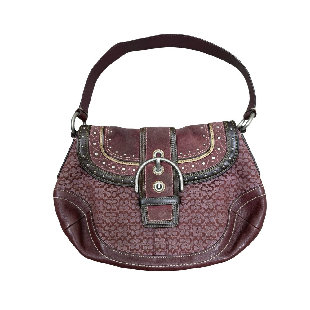 Y2K Coach Soho Signature Buckle Flap Canvas Suede Bag F11517 limited edition